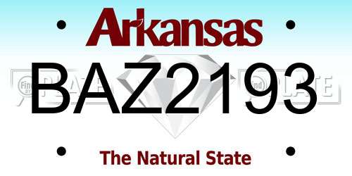 BAZ2193 Arkansas License Plate