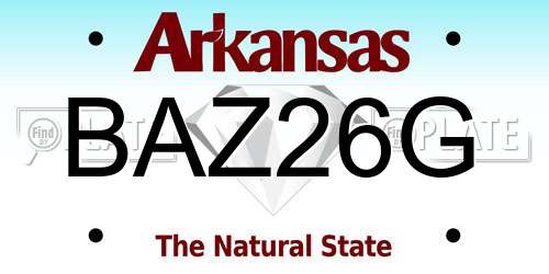 BAZ26G Arkansas License Plate