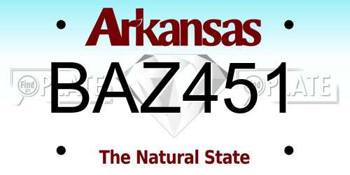 BAZ451 Arkansas License Plate