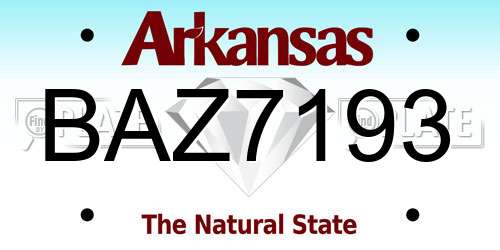 BAZ7193 Arkansas License Plate