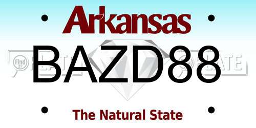BAZD88 Arkansas License Plate