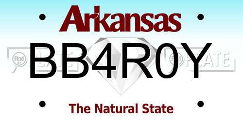 BB4R0Y Arkansas License Plate