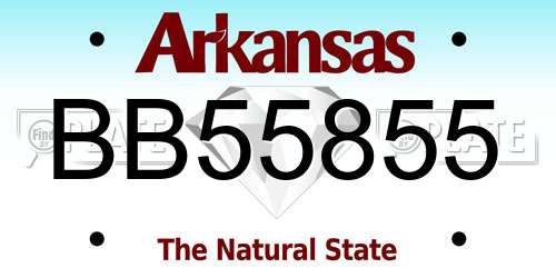 BB55855 Arkansas License Plate