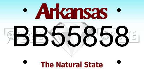 BB55858 Arkansas License Plate