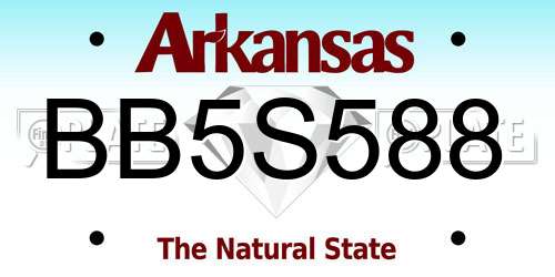 BB5S588 Arkansas License Plate