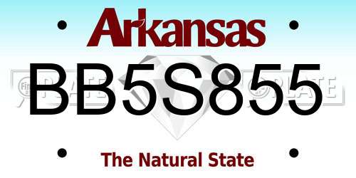BB5S855 Arkansas License Plate