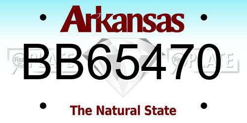 BB65470 Arkansas License Plate