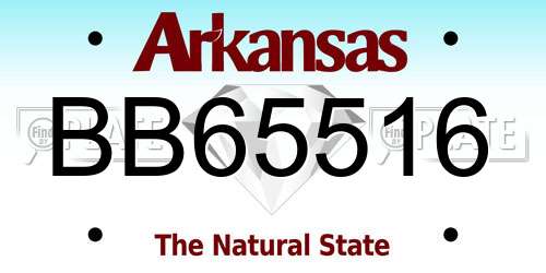 BB65516 Arkansas License Plate