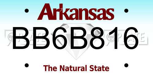 BB6B816 Arkansas License Plate