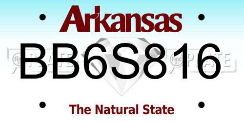 BB6S816 Arkansas License Plate
