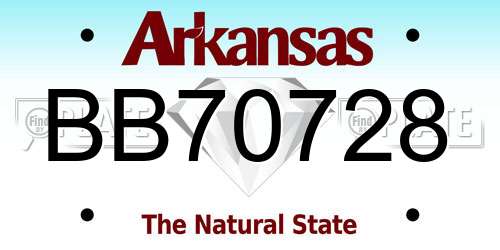 BB70728 Arkansas License Plate