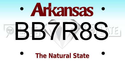 BB7R8S Arkansas License Plate