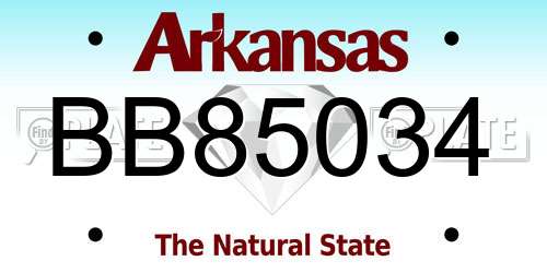 BB85034 Arkansas License Plate