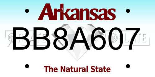BB8A607 Arkansas License Plate