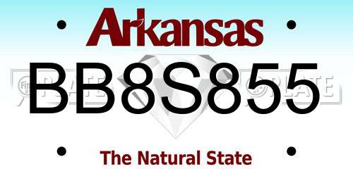 BB8S855 Arkansas License Plate