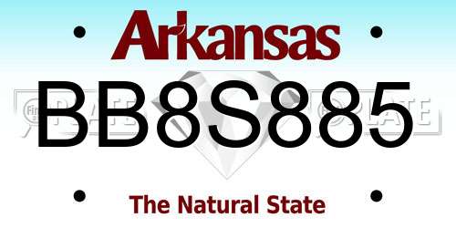 BB8S885 Arkansas License Plate