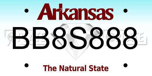 BB8S888 Arkansas License Plate