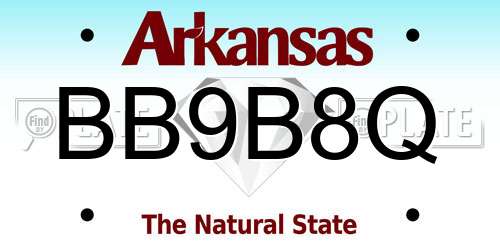 BB9B8Q Arkansas License Plate