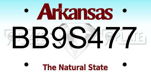 BB9S477 Arkansas License Plate