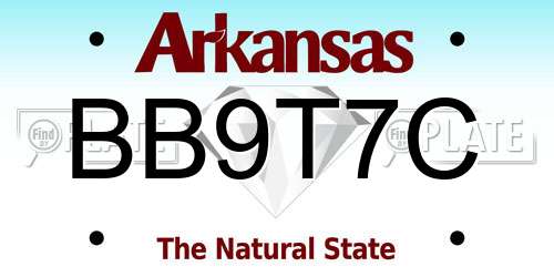 BB9T7C Arkansas License Plate