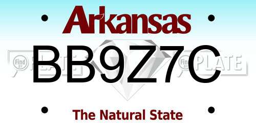 BB9Z7C Arkansas License Plate