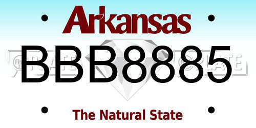 BBB8885 Arkansas License Plate