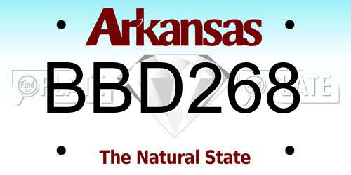 BBD268 Arkansas License Plate