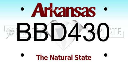 BBD430 Arkansas License Plate