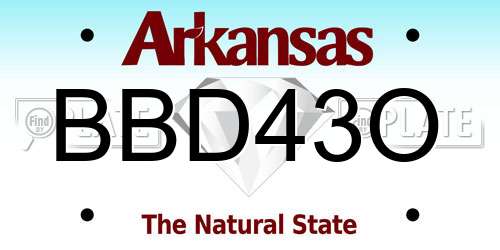 BBD43O Arkansas License Plate
