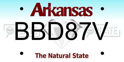 BBD87V Arkansas License Plate