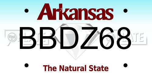 BBDZ68 Arkansas License Plate