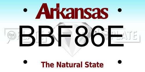 BBF86E Arkansas License Plate