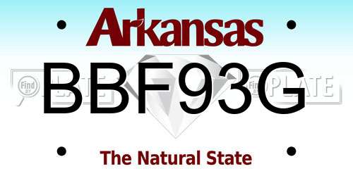 BBF93G Arkansas License Plate