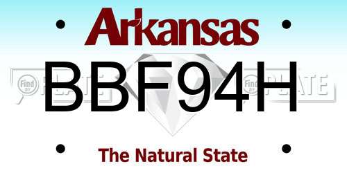 BBF94H Arkansas License Plate