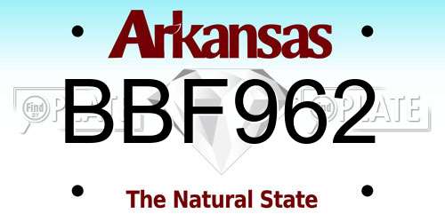 BBF962 Arkansas License Plate