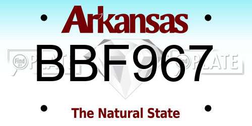 BBF967 Arkansas License Plate