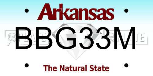 BBG33M Arkansas License Plate