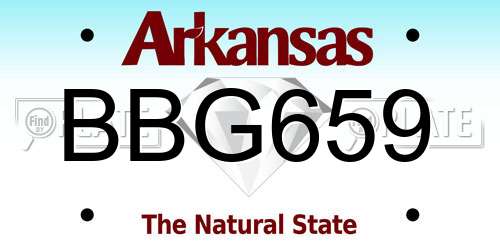 BBG659 Arkansas License Plate