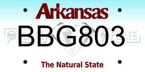 BBG803 Arkansas License Plate