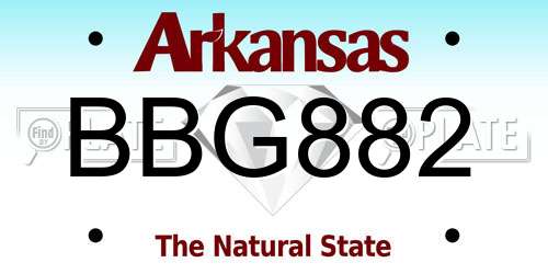 BBG882 Arkansas License Plate