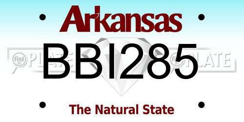 BBI285 Arkansas License Plate