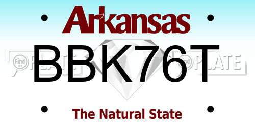 BBK76T Arkansas License Plate
