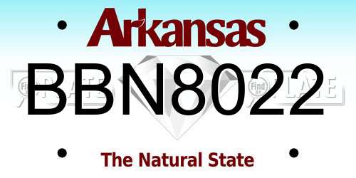 BBN8022 Arkansas License Plate