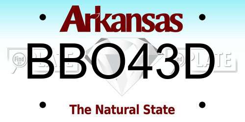 BBO43D Arkansas License Plate