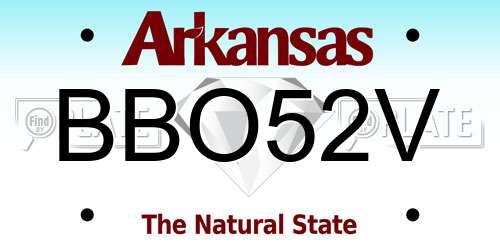 BBO52V Arkansas License Plate