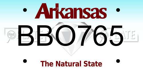 BBO765 Arkansas License Plate