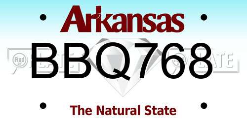 BBQ768 Arkansas License Plate