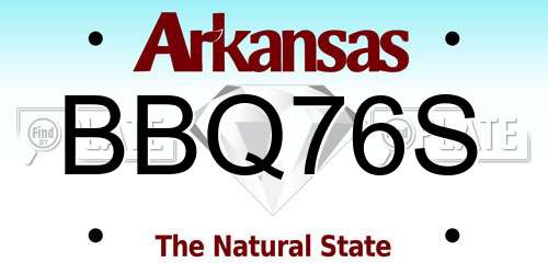 BBQ76S Arkansas License Plate