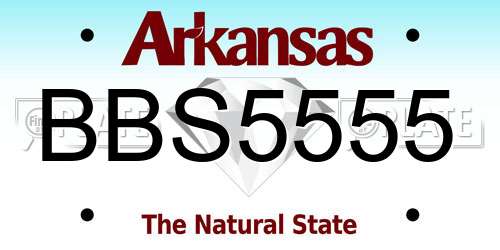 BBS5555 Arkansas License Plate