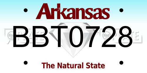 BBT0728 Arkansas License Plate